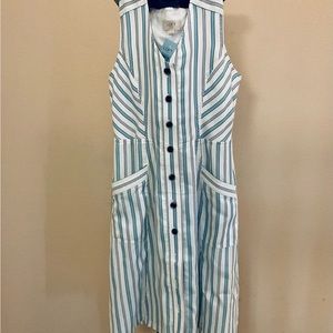 LOFT Outlet Dress Women’s 2 Petite Sleeveless Striped Front Button Closure - NWT
